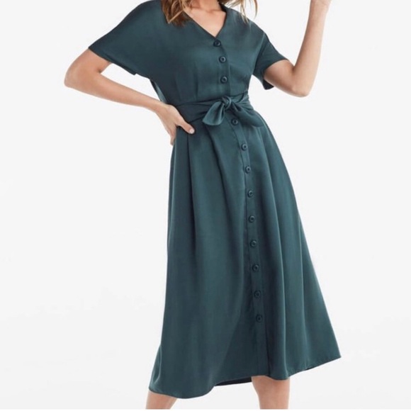 VETTA Dresses & Skirts - NWT Vetta Capsule Midi Dress Two Piece Green‎ Top Skirt Belt Tencel Size 12